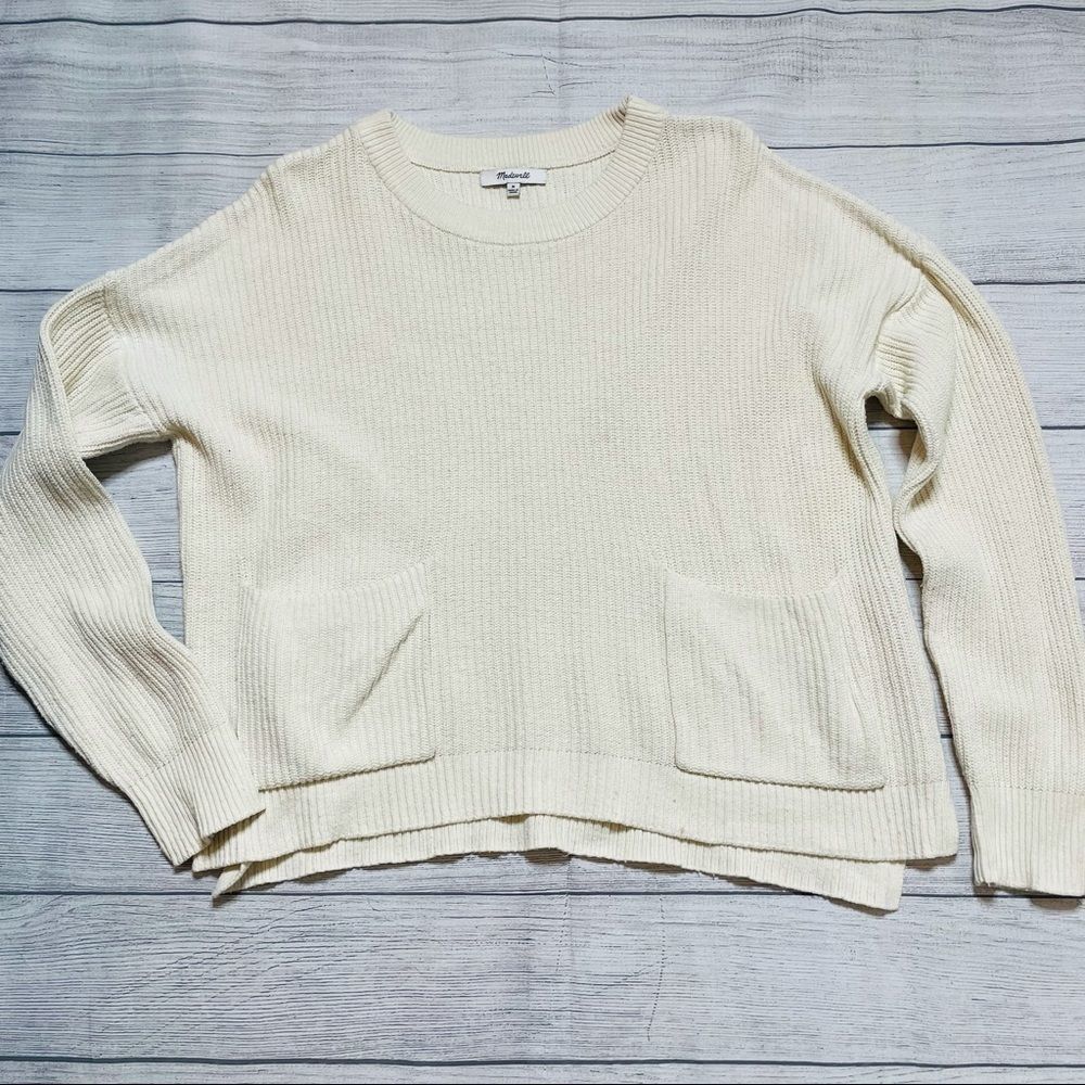 Madewell Patch Pocket Chunky Pullover Sweater Cre… - image 5